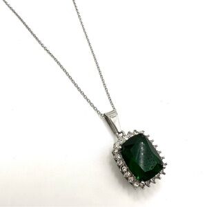Green Emerald CZ Stainless Steel Pendant Necklace | N131